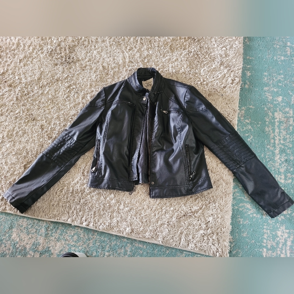 Womens Black Faux Leather Jacket
